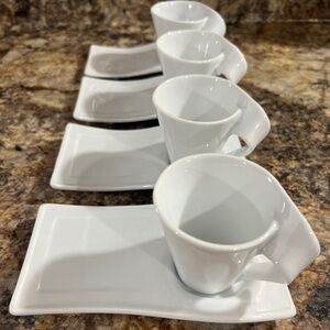 Villeroy & Boch New Wave Cafe Espresso Mugs And Saucer Set Of 4